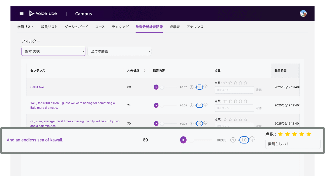 発音分析の記録